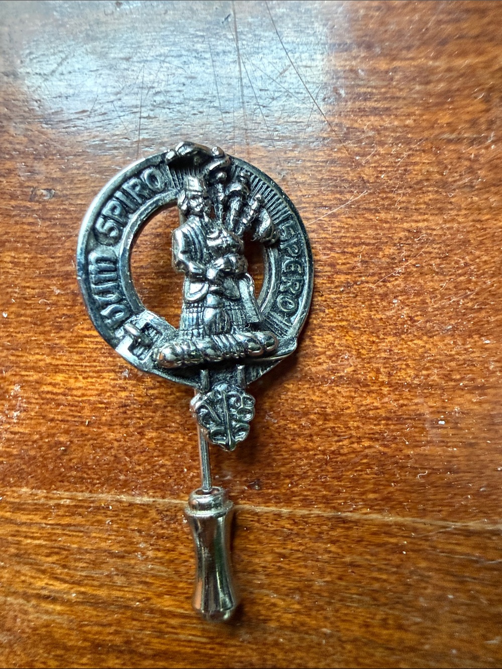 Dum Spiro Spero Scottish Pin Brooch - Silver